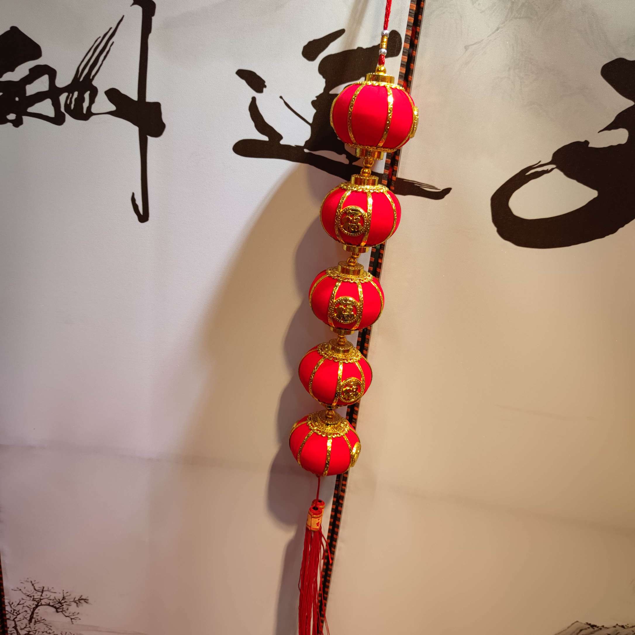 Five red lantern strings