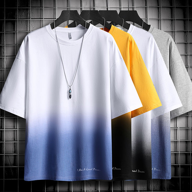 Fashionable men's short-sleeved T-shirt, trendy extra-wide summer new pure cotton round-neck half-sleeve men's top u