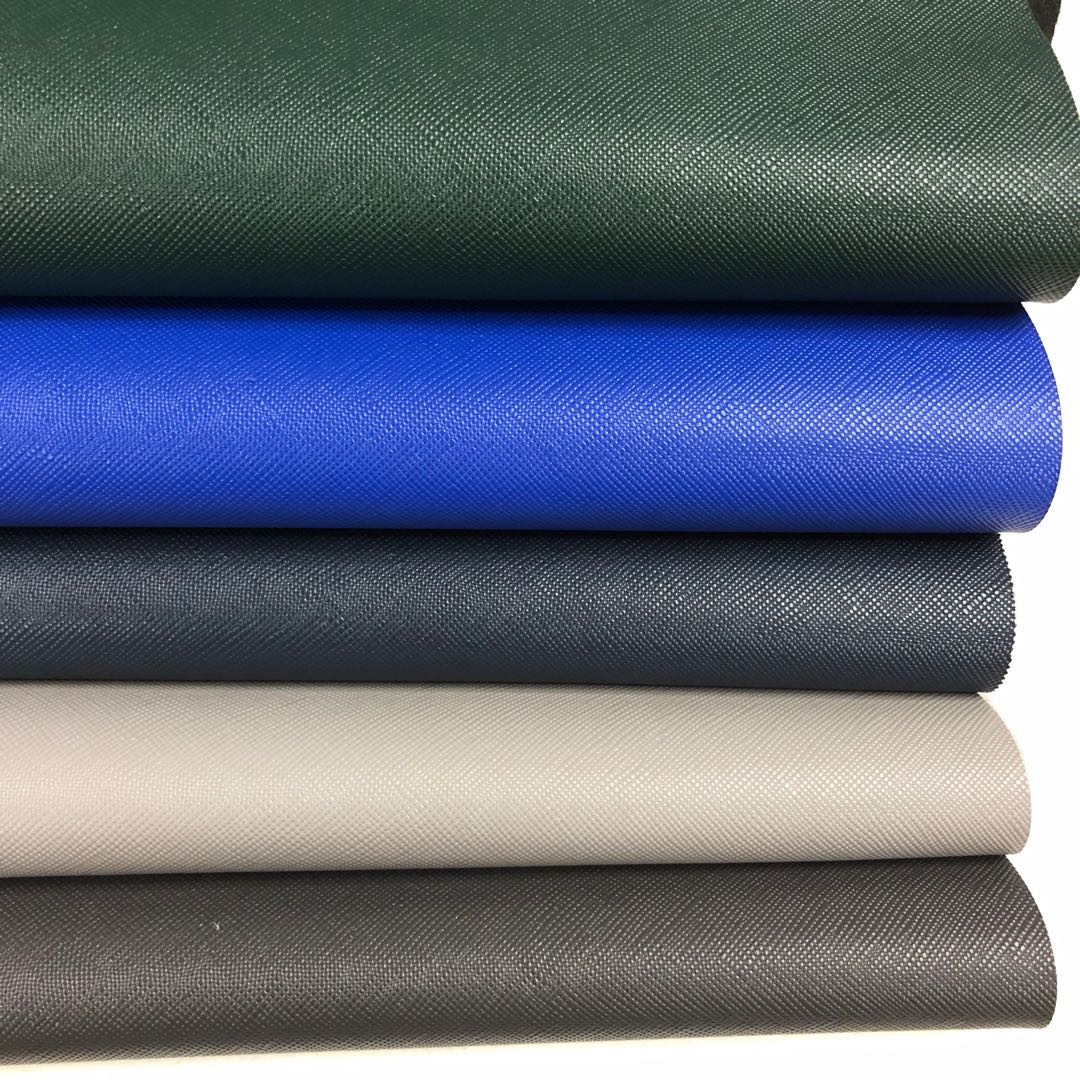 Factory direct sales of high-quality textured bottom small cross pattern pvc artificial leather luggage fabric, environmentally friendly and in stock Application Scenario