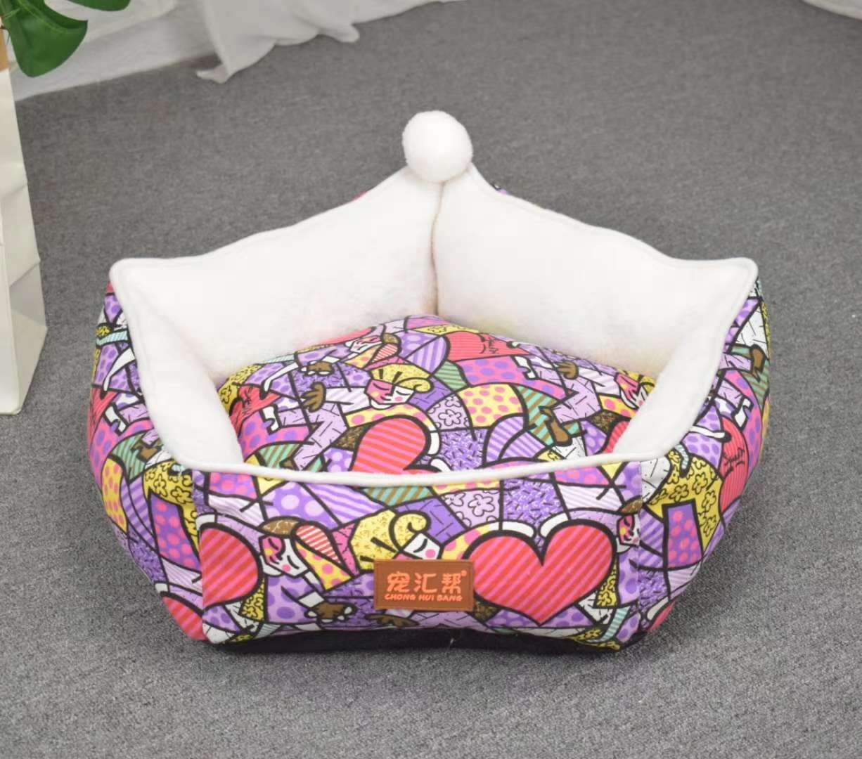 印花帆布+北极绒五角窝，绵绵的狗狗窝现在大批量有货啦！印花帆布+北极绒五角窝详情图6