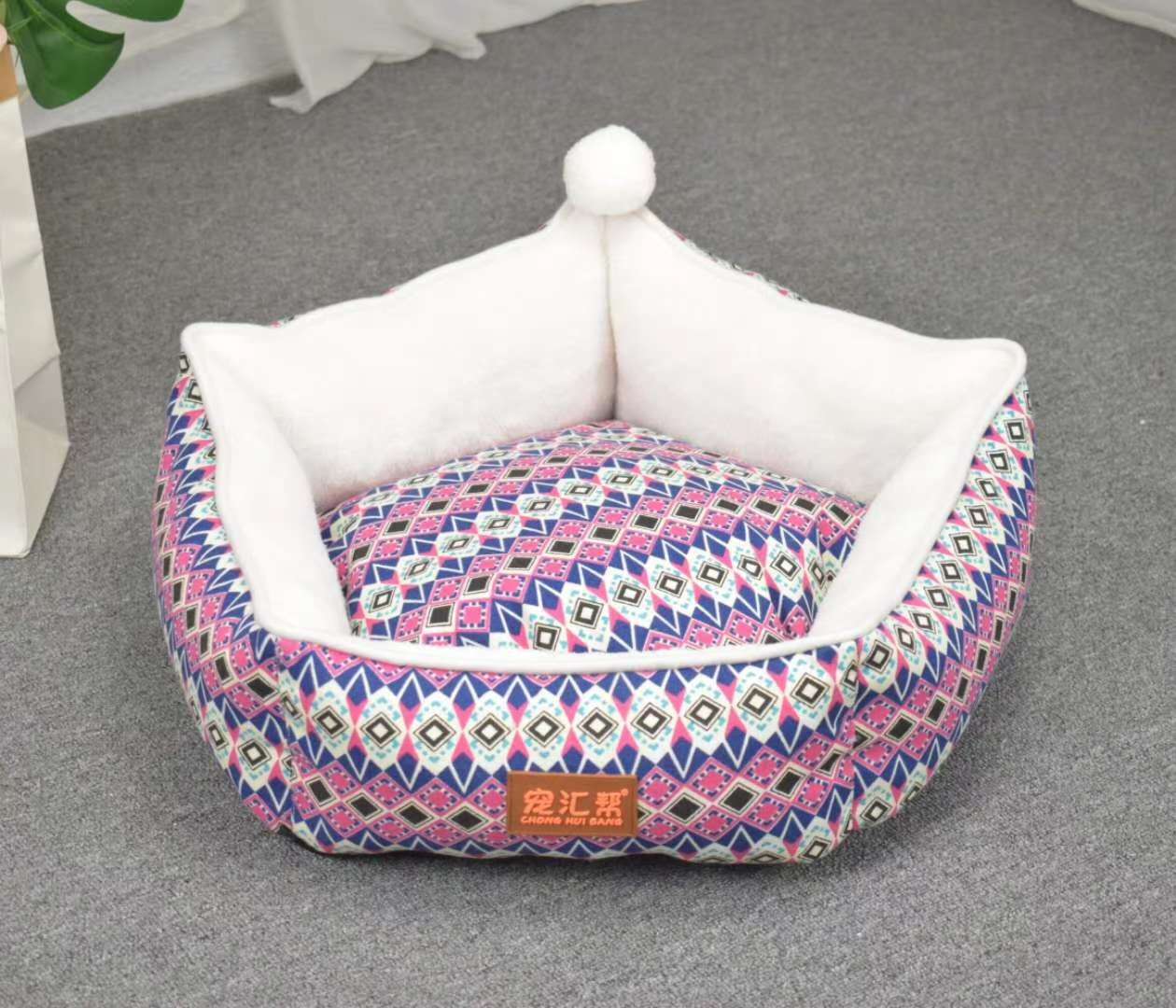 北极绒五角窝/宠物花帆布窝/宠物用品狗窝产品图