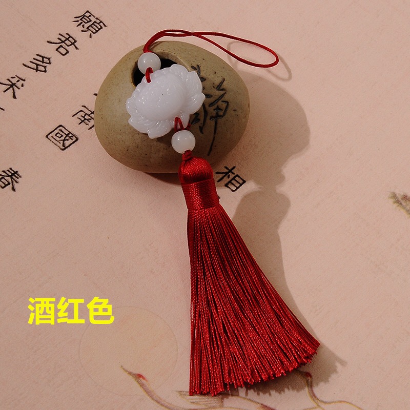 New Imitation White Jade Lotus Tassel Hanging Ho Short Fat Model Item Picture