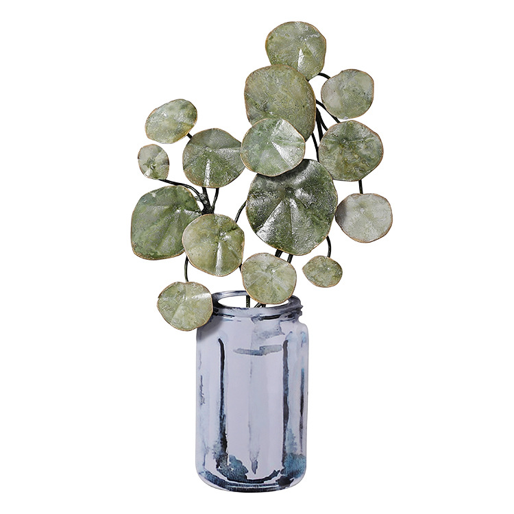 ins田园仿真绿植玻璃花瓶铁艺壁挂 创意家居房间玄关书房墙面装饰