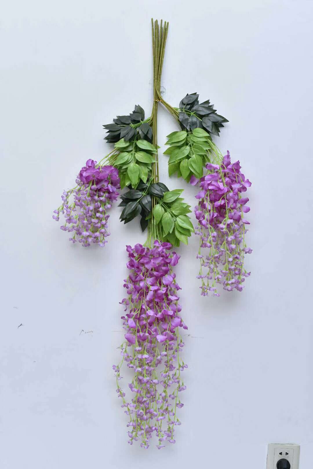 Fumin Silk Flower Factory Direct sales wedding decoration wisteria flowers, artificial flowers, living room decoration, broad bean flowers, plastic wisteria, green leaf wisteria, wisteria flower factory wholesale, long wisteria flowers undefined