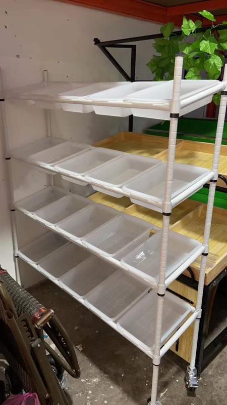 线棒架，层架，置物架，货架，拣货车122*42*160cm 复合管材，塑料筐，尺寸大小可以根据客户要求定做，产品图