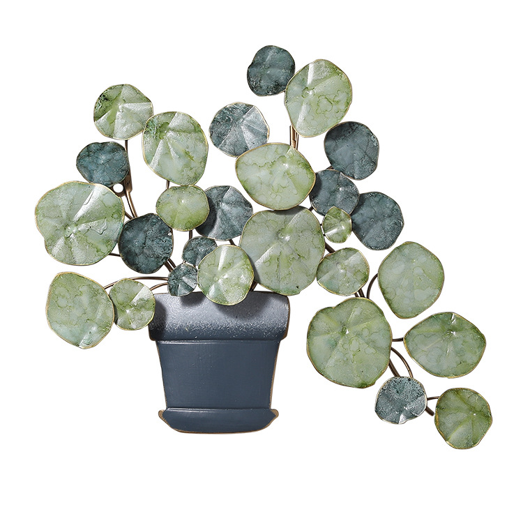 北欧仿真花盆铁艺立体壁挂 小号仿绿植永生花家居金属墙面装饰品