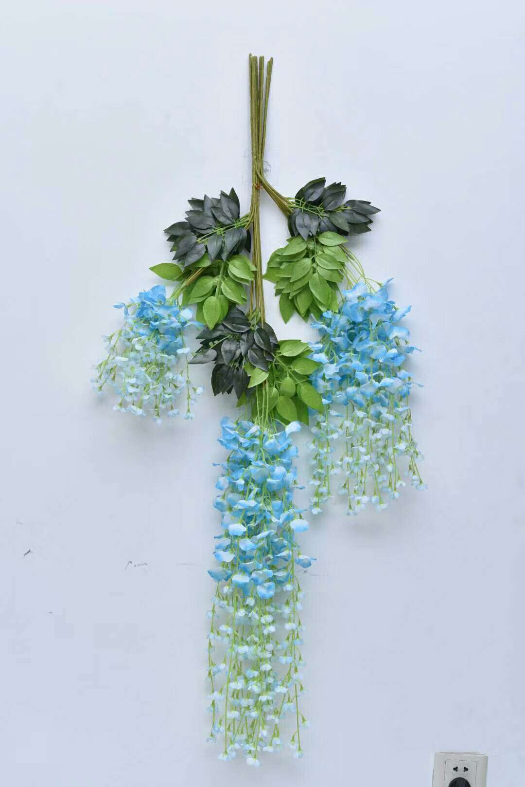 Fumin Silk Flower Factory Direct sales wedding decoration wisteria flowers, artificial flowers, living room decoration, broad bean flowers, plastic wisteria, green leaf wisteria, wisteria flower factory wholesale, long wisteria flowers undefined