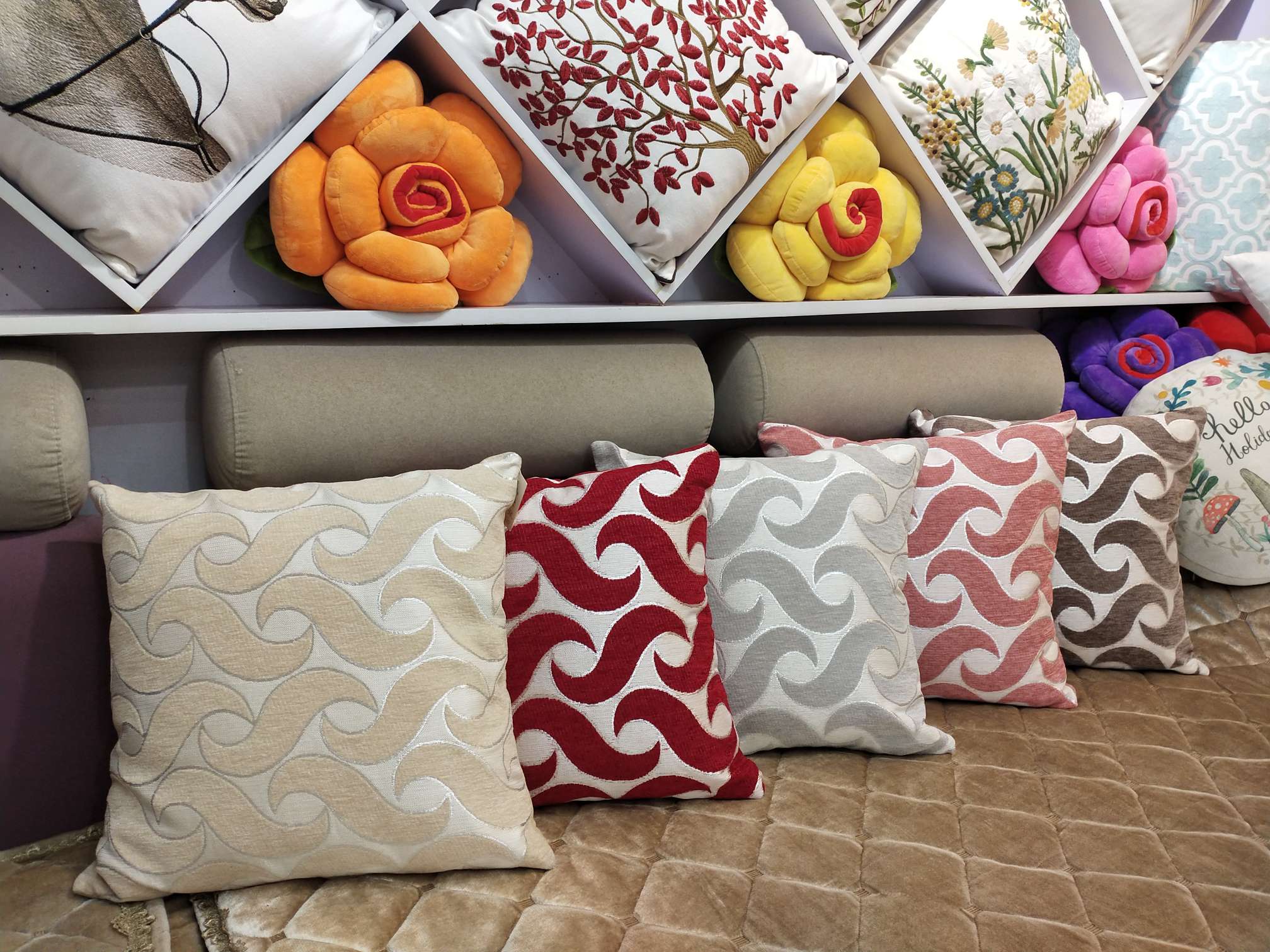 Geometric simplicity modern sofa pillow office cushion bend bean strips thumbnail