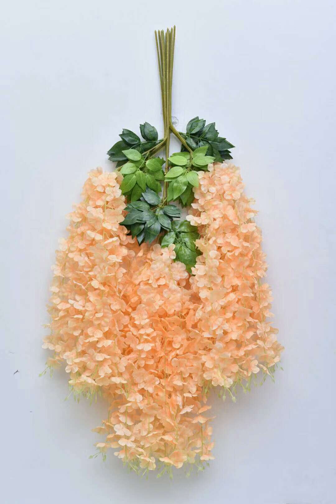 Fumin Silk Flower Factory Direct sales Wedding decoration wisteria flowers, artificial flowers, living room decoration, broad bean flowers, plastic wisteria, green leaf wisteria, wisteria flower factory wholesale, dense long wisteria flowers Specification image