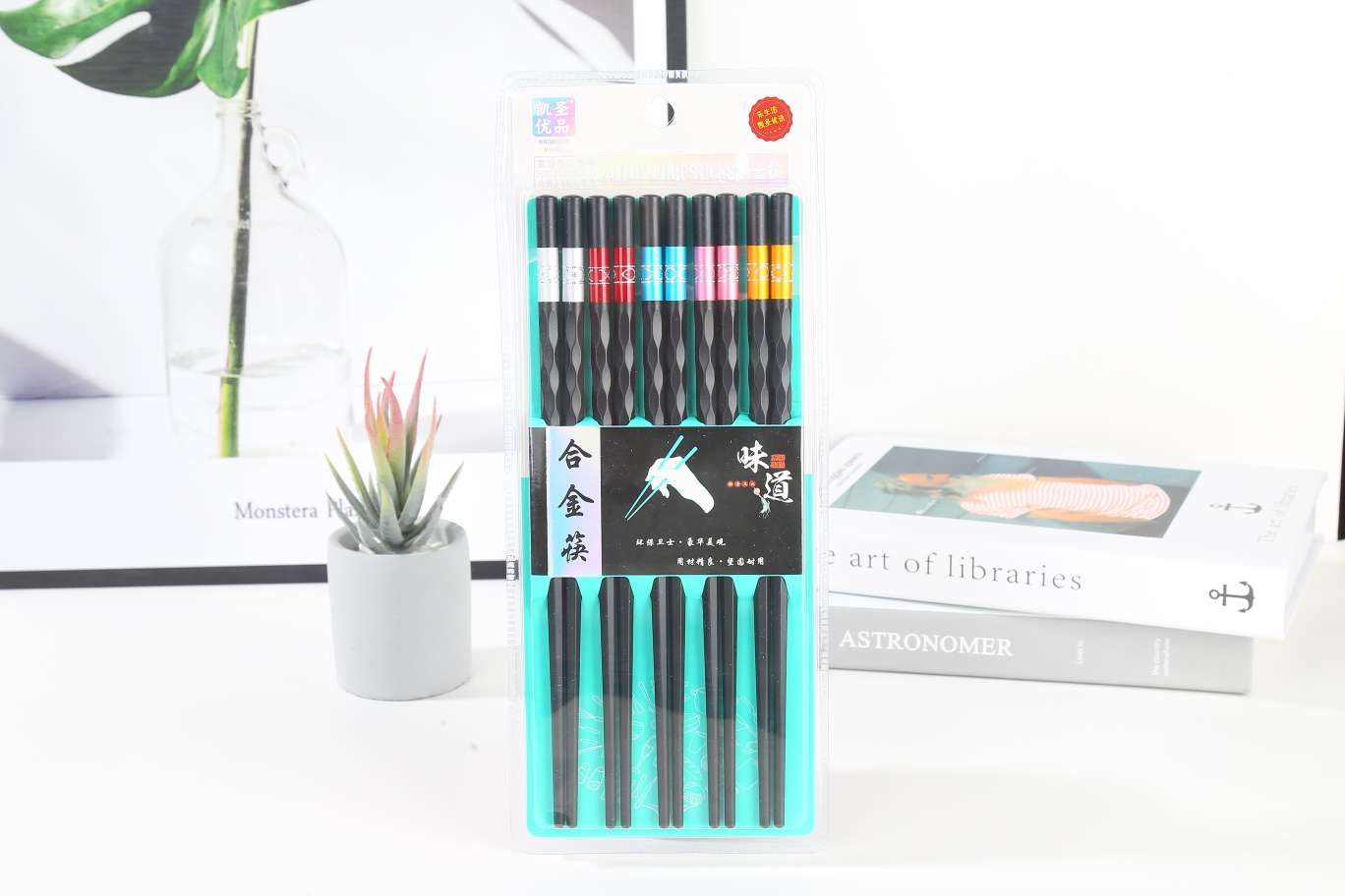 k-205 Double Fish Five-Color Alloy Chopsticks, high-end restaurant chopsticks, high-temperature resistant, unpainted and non-deformable, 10 pairs set details Picture