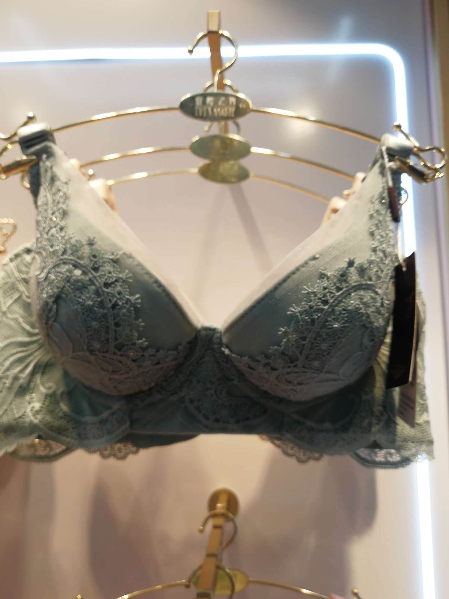 Eve's Show, item No. 5076A, 5O77B, black, skin tone, smoke pink, fairy green, with Thunder on the outside and pure cotton on the inside, latex cup, perfect chest shape, (Magic Stand) Item Picture