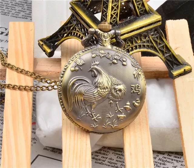 Large-sized zodiac pocket watch rooster