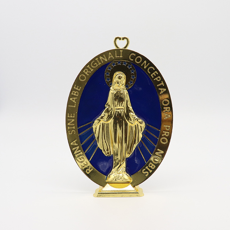 圣母玛利亚教堂金属摆件 圣像办公室家用宗教工艺品摆件礼品详情图6