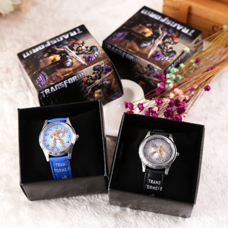源头厂家创意款盒装儿童手表批发  变形金刚盒装卡通手表一件代发