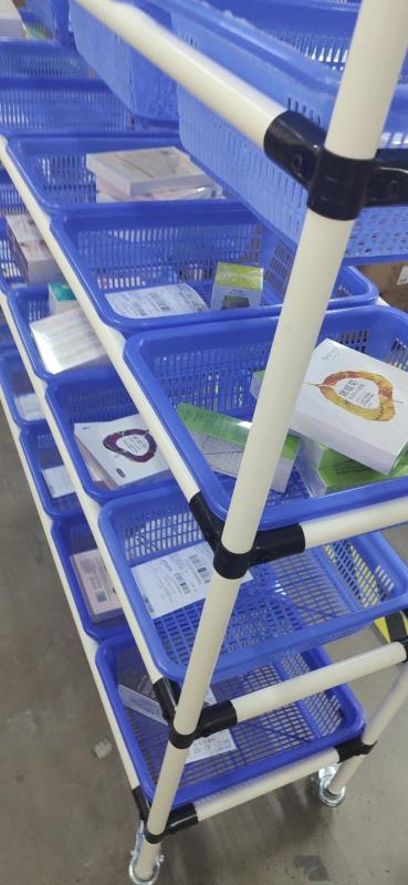 线棒架，层架，置物架，货架，拣货车122*42*160cm 复合管材，塑料筐，尺寸大小可以根据客户要求定做，详情图6