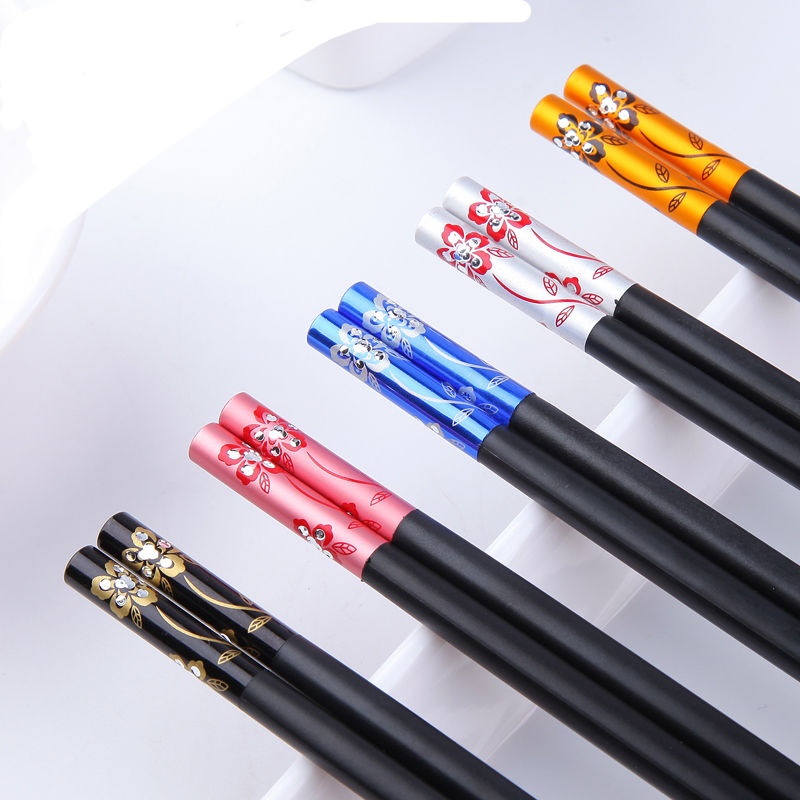 High-end alloy chopsticks for home use, Flower Language, 5-pair set, one person, one color, anti-slip, heat-resistant, mold-free and easy to clean Specification image
