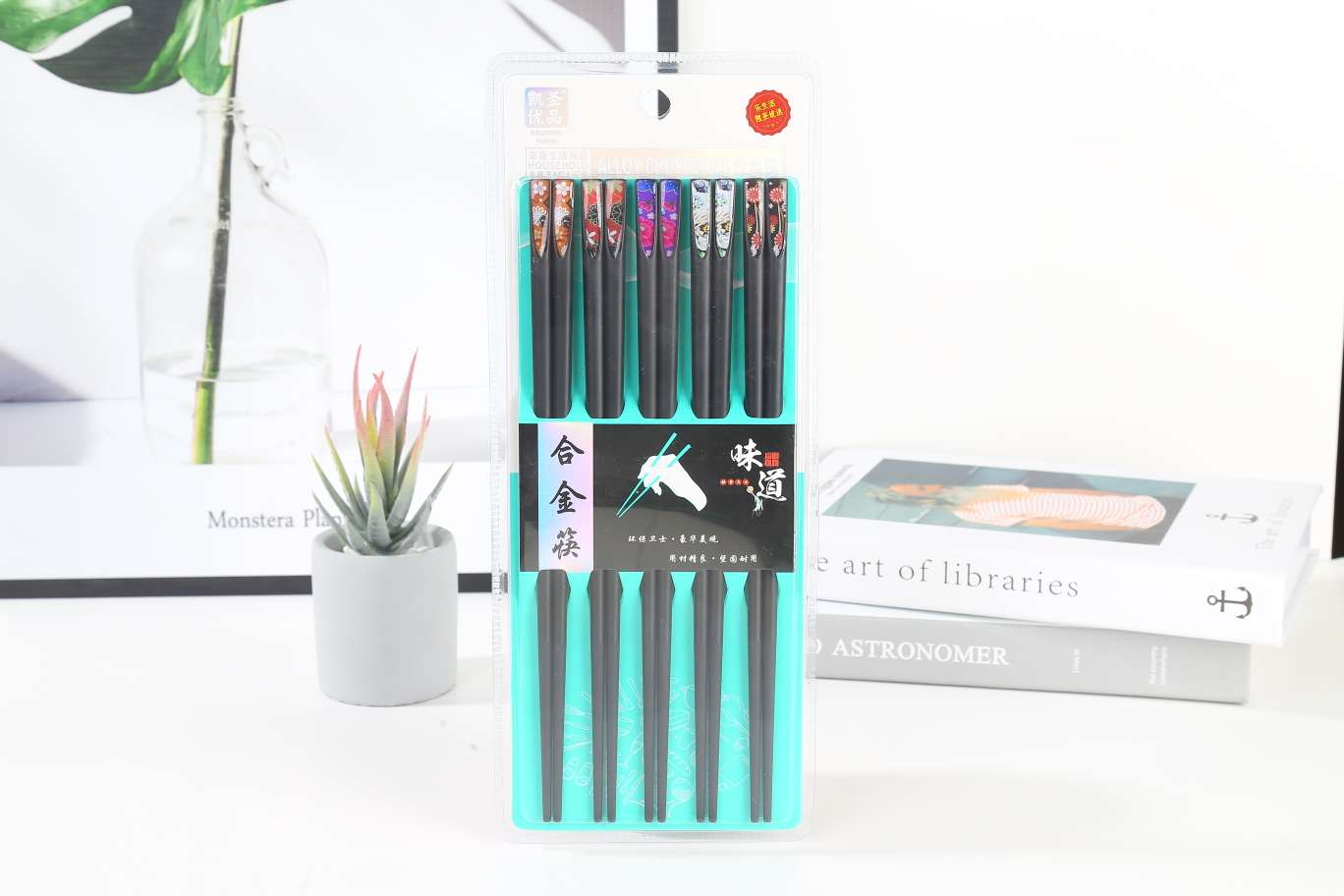 k-206 Large Nail multicolored gold chopsticks, household alloy chopsticks, high-end restaurant chopsticks, high-temperature resistant, no paint, no deformation, 10 pairs set