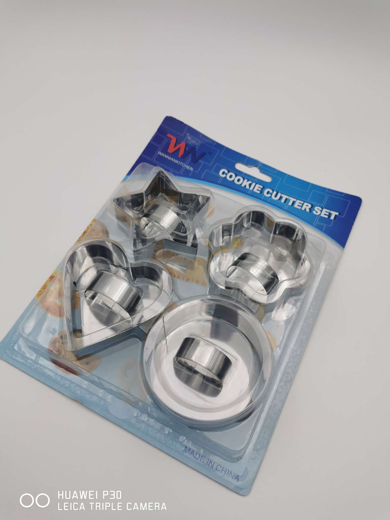 4PC不锈钢蛋糕圈 带推片压板DIY烘焙工具 慕斯圈套装(星心花圆)
