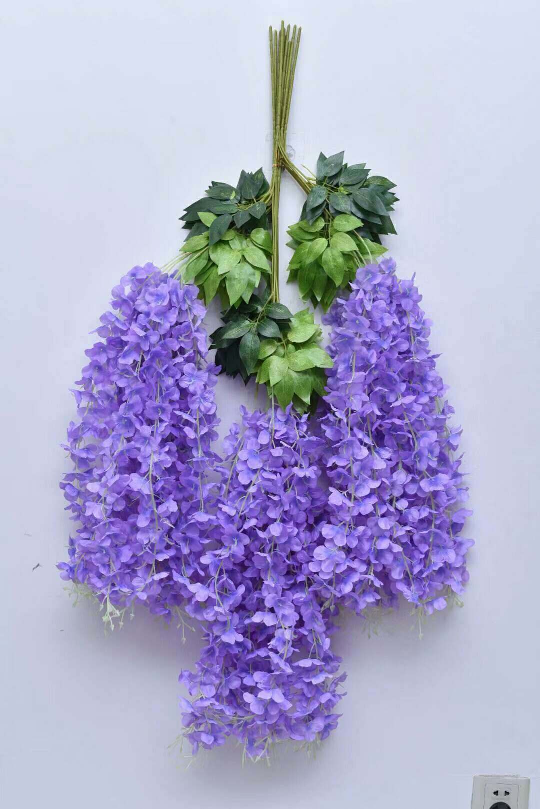 Fumin Silk Flower Factory Direct sales Wedding decoration wisteria flowers, artificial flowers, living room decoration, broad bean flowers, plastic wisteria, green leaf wisteria, wisteria flower factory wholesale, dense long wisteria flowers undefined