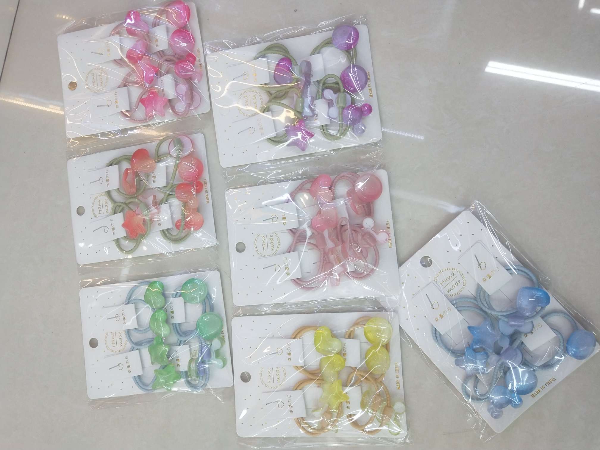 Resin Korean version of cute little heart five star hair ring thumbnail