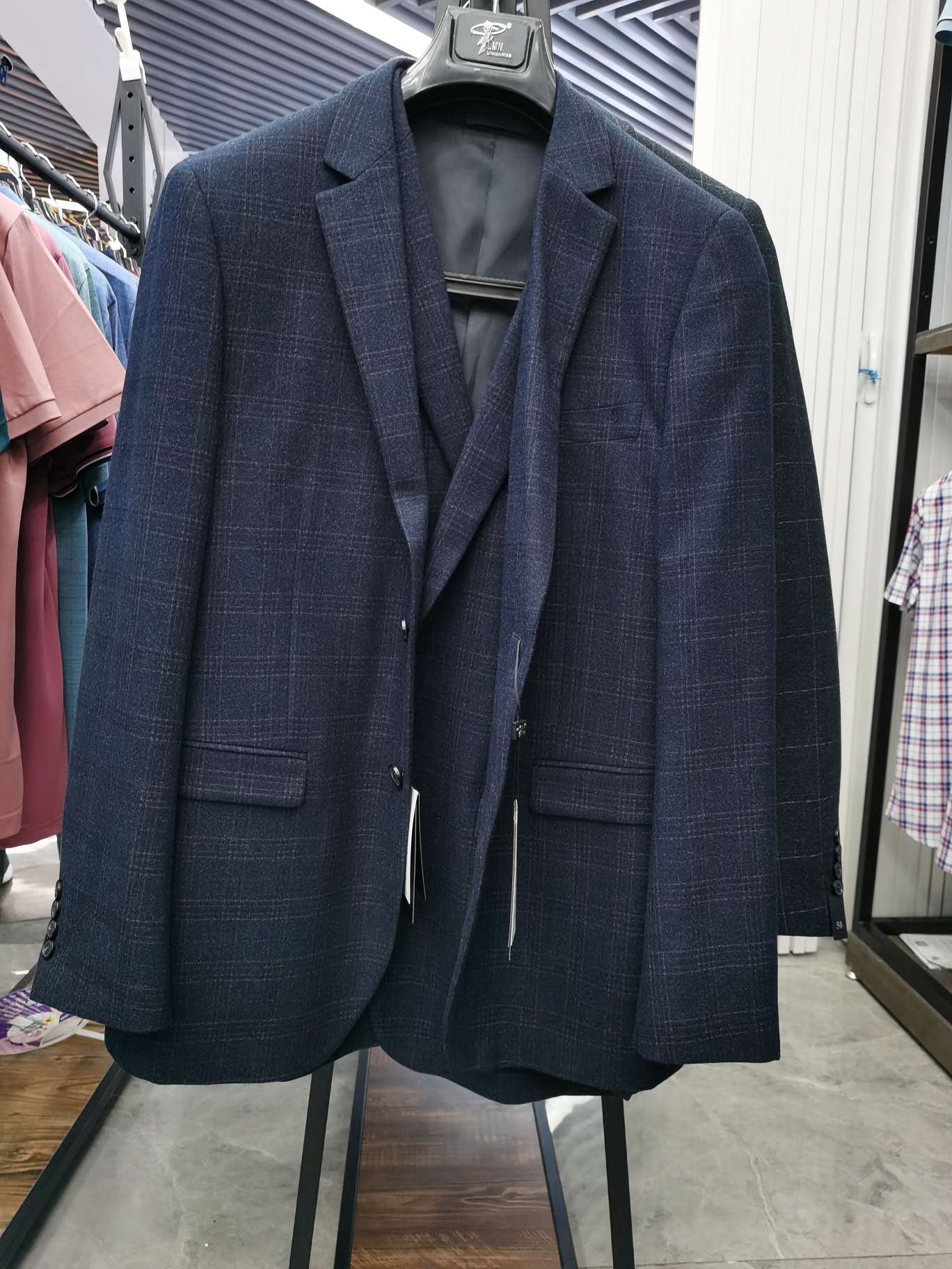LMN men's casual suit check details Picture