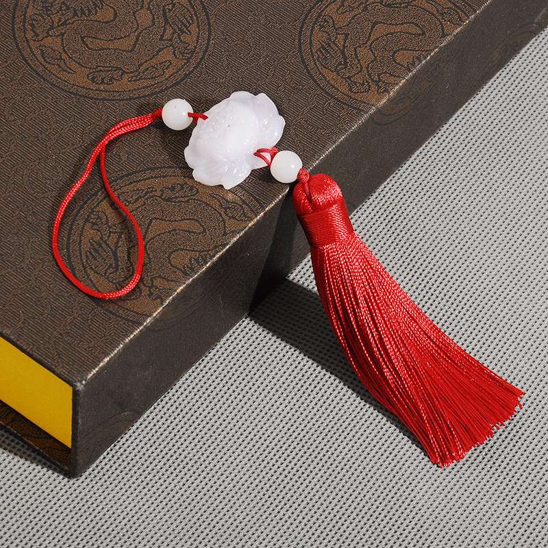 New Imitation White Jade Lotus Tassel Hanging Ho Short Fat Model undefined