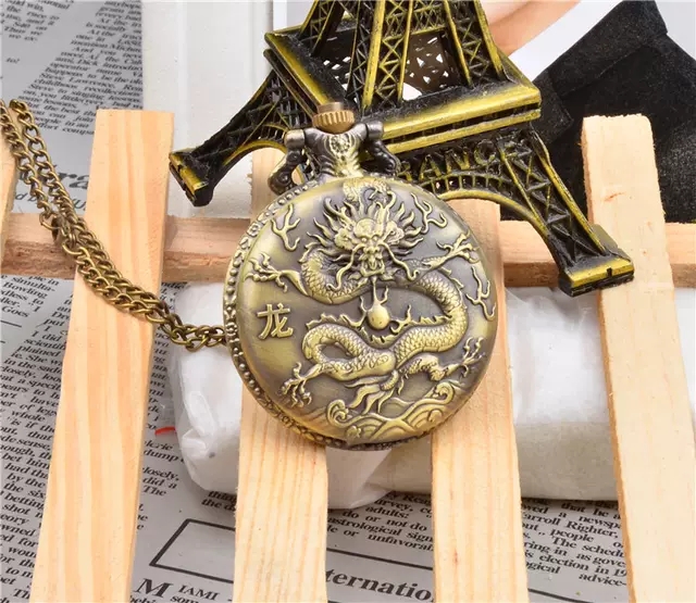 Large-sized zodiac pocket watch dragon