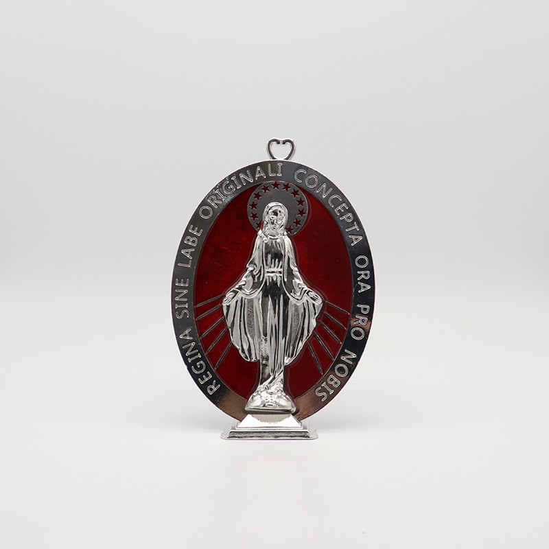 圣母玛利亚教堂金属摆件 圣像办公室家用宗教工艺品摆件礼品白底实物图