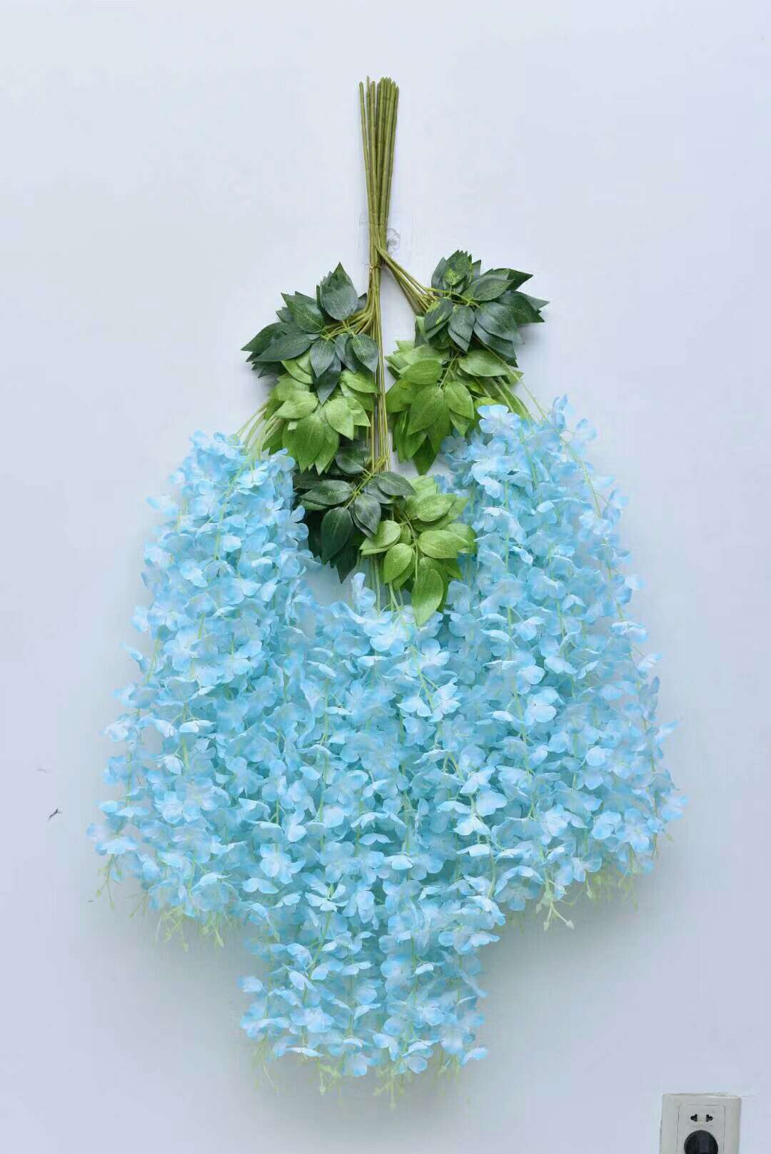 Fumin Silk Flower Factory Direct sales Wedding decoration wisteria flowers, artificial flowers, living room decoration, broad bean flowers, plastic wisteria, green leaf wisteria, wisteria flower factory wholesale, dense long wisteria flowers Application Scenario