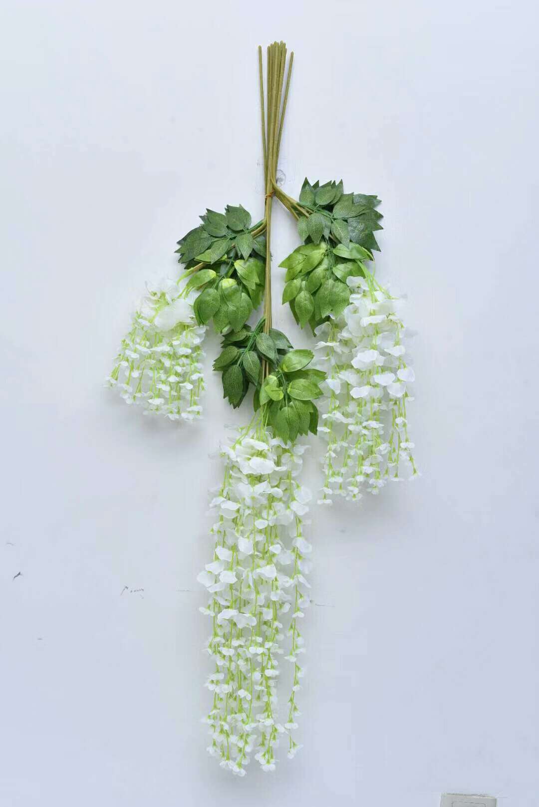 Fumin Silk Flower Factory Direct sales wedding decoration wisteria flowers, artificial flowers, living room decoration, broad bean flowers, plastic wisteria, green leaf wisteria, wisteria flower factory wholesale, long wisteria flowers details Picture