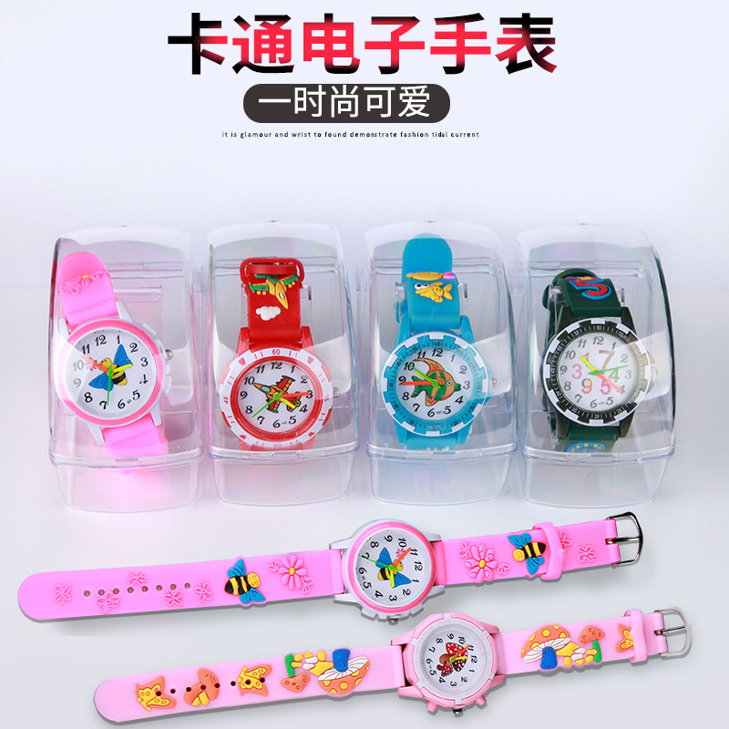 Factory direct sales of children's cartoon creative 3D stereoscopic watches wholesale stereoscopic watch bread boxes, one-piece consignment