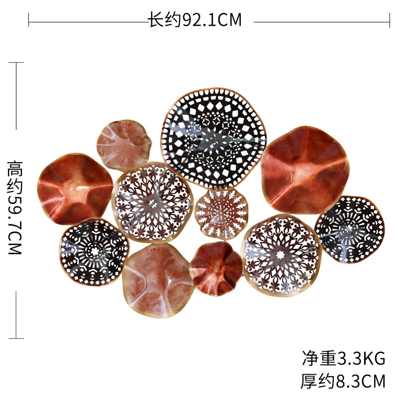 European Style Restaurant Wall Decoration Wall Decoration Creative Wall Wall Hanging Decoration Living Room Iron Art Three-Dimensional Mural Specification drawing