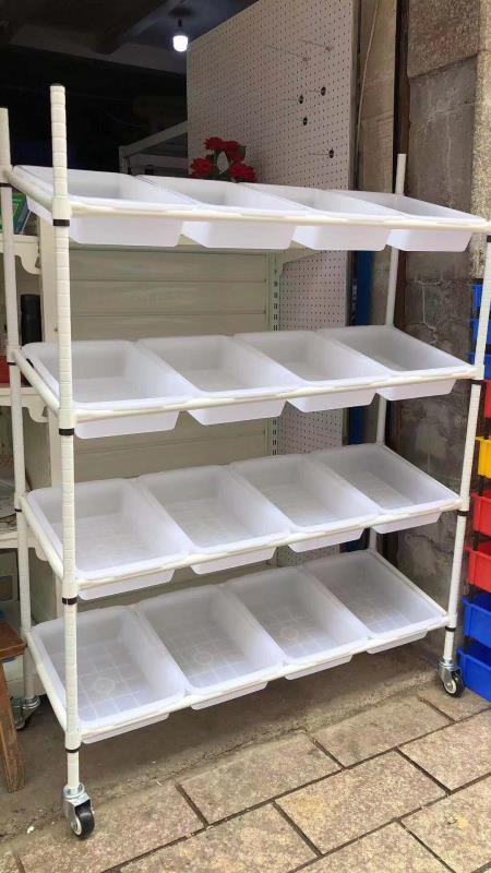 线棒架，层架，置物架，货架，拣货车122*42*160cm 复合管材，塑料筐，尺寸大小可以根据客户要求定做，