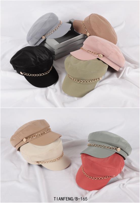 British Navy hat black lady fashion versatile retro chain Han edition hat Spring and Autumn sun block hat Beret Day series thumbnail