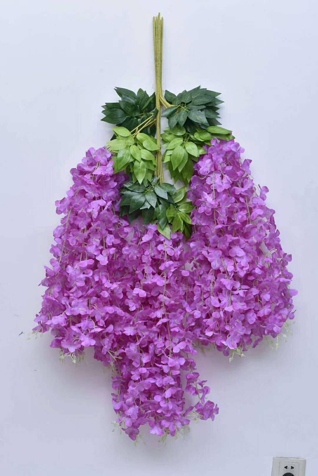 Fumin Silk Flower Factory Direct sales Wedding decoration wisteria flowers, artificial flowers, living room decoration, broad bean flowers, plastic wisteria, green leaf wisteria, wisteria flower factory wholesale, dense long wisteria flowers undefined