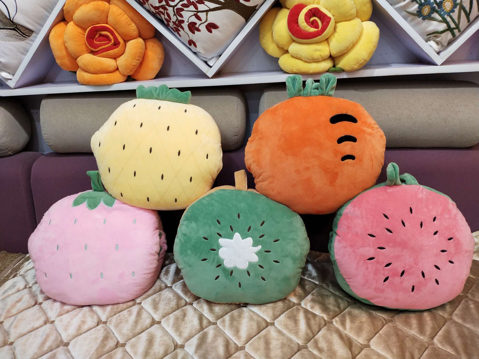 Cartoon three in one embrace pillow quilt car cushion by multi-function fruit warm hand air conditioner by nap pillow blanket thumbnail