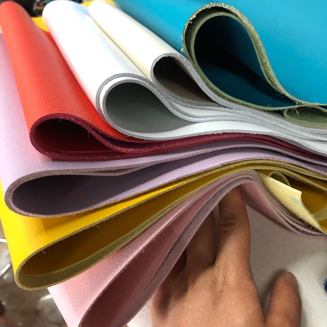 Factory direct sales of genuine super litchi pattern 1.4mm thick colored shoe leather and sofa leather details Picture