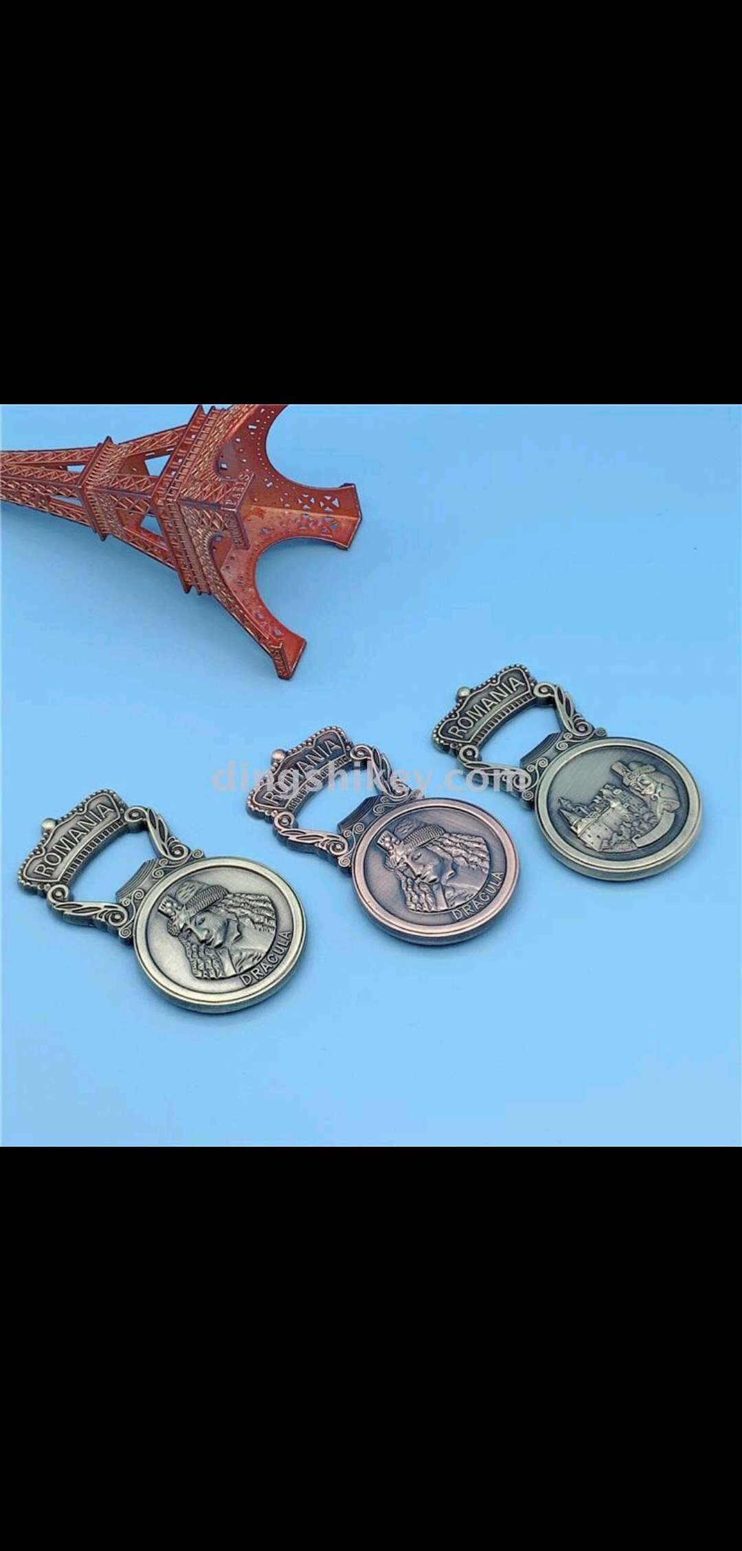 Guangdong zinc alloy Romanian head with antique magnetic tape fridge magnet