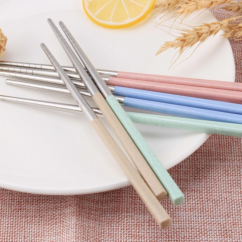 k-316 Wheat Straw 201 stainless steel Chopsticks Household Set, environmentally friendly and anti-slip 5 pairs undefined