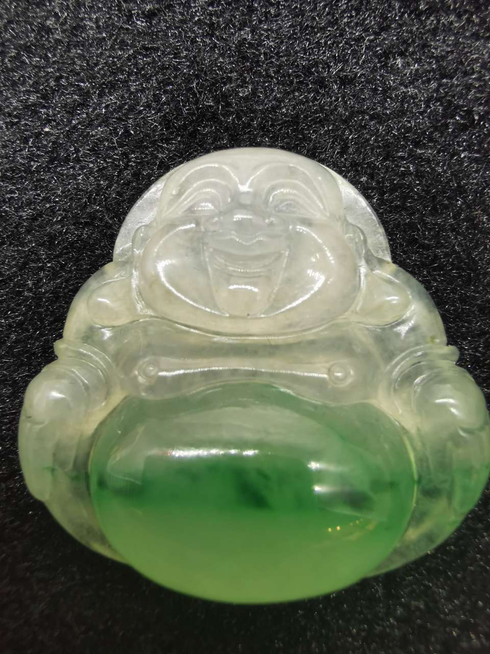 The ice seed with Lady Tsui Buddha hanging piece guarantees the safety of myanmar natural emerald A goods 34.5*18*9.8mm thumbnail