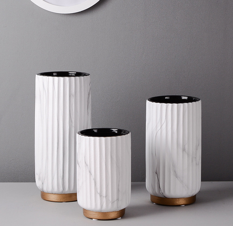 现代简约陶瓷花瓶北欧家居装饰品大理石纹插花花器客厅摆件工艺品 https白底实物图