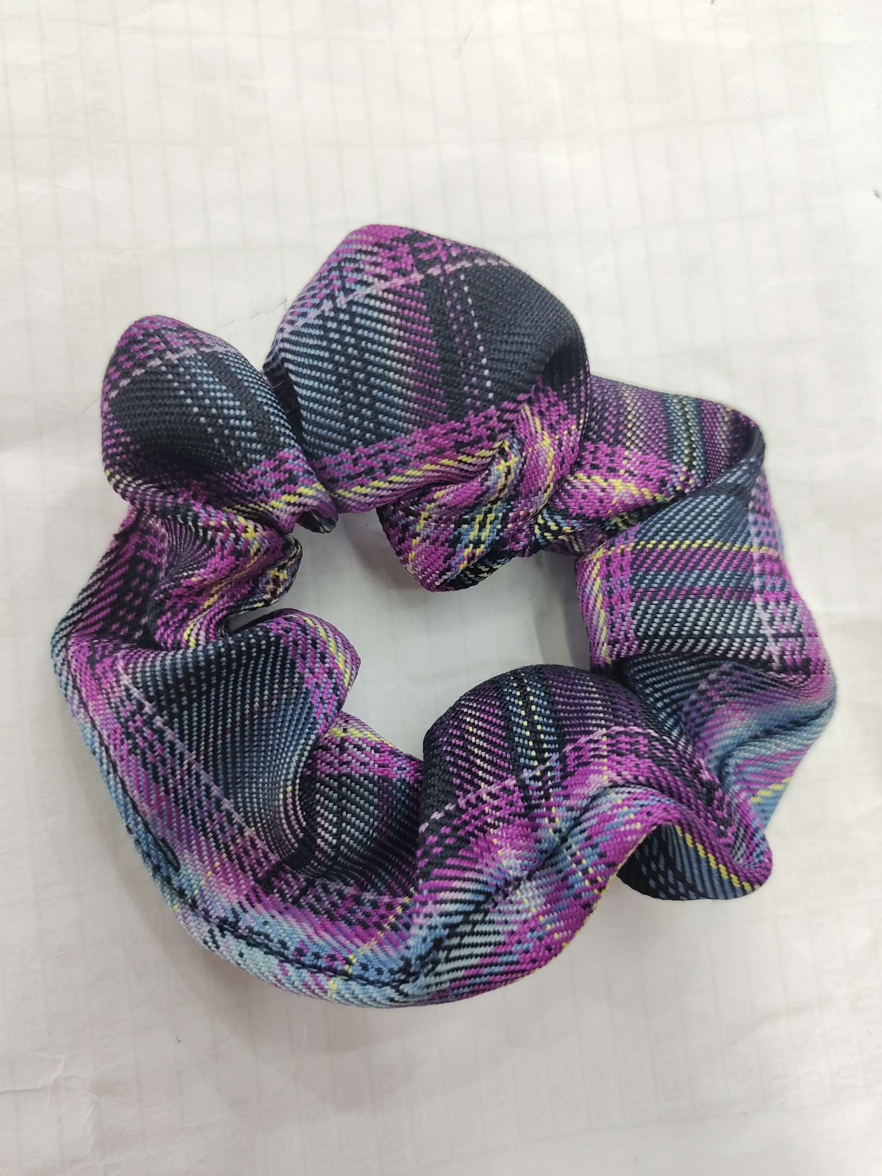 bm checkered large intestine hair band, ins fresh fabric Brandy, retro ponytail, JK popular hair tie headwear, Japanese and Korean details Picture