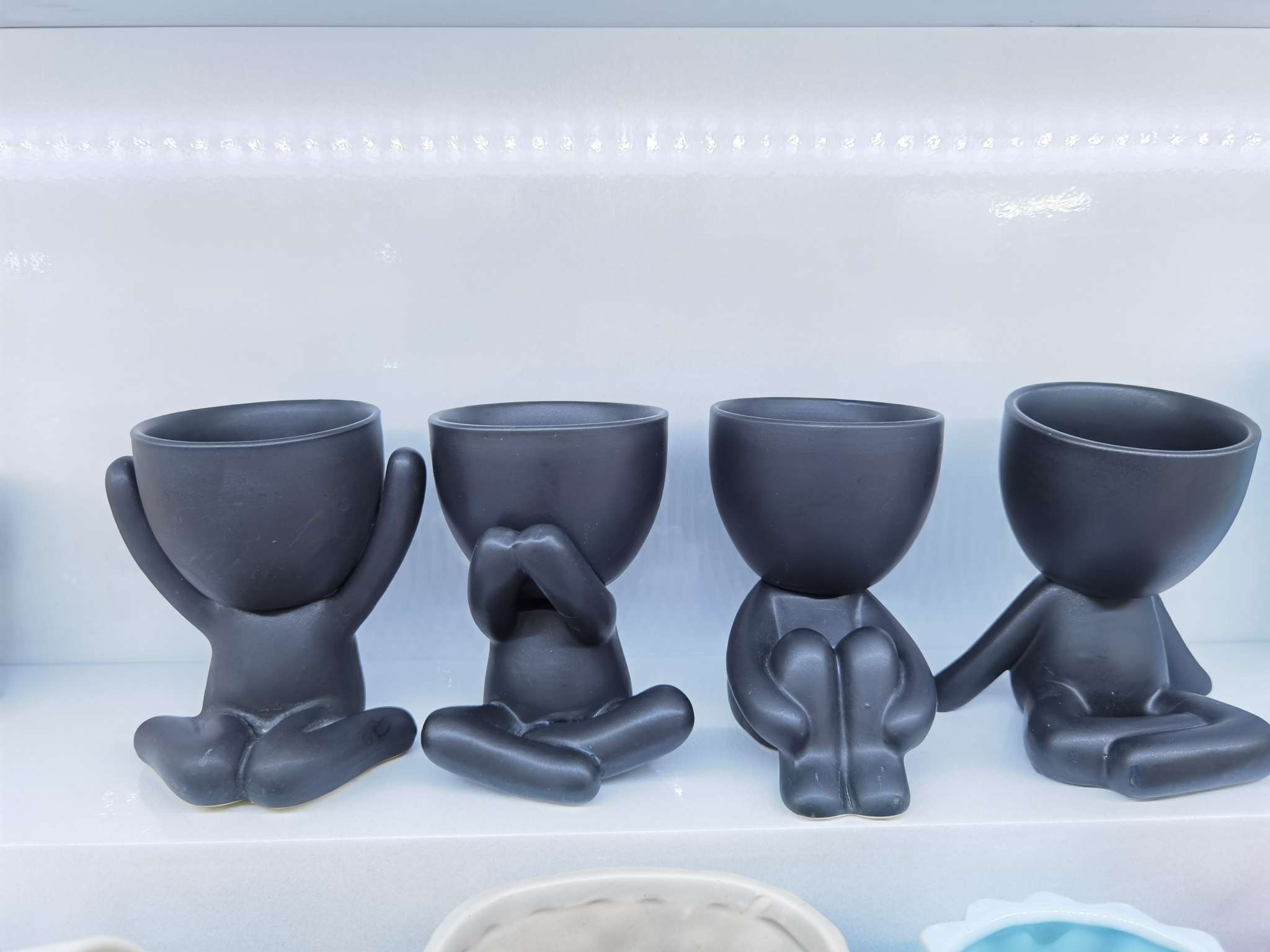 Hanlv Handicrafts' cute and creative ceramic character-shaped doll flower POTS undefined