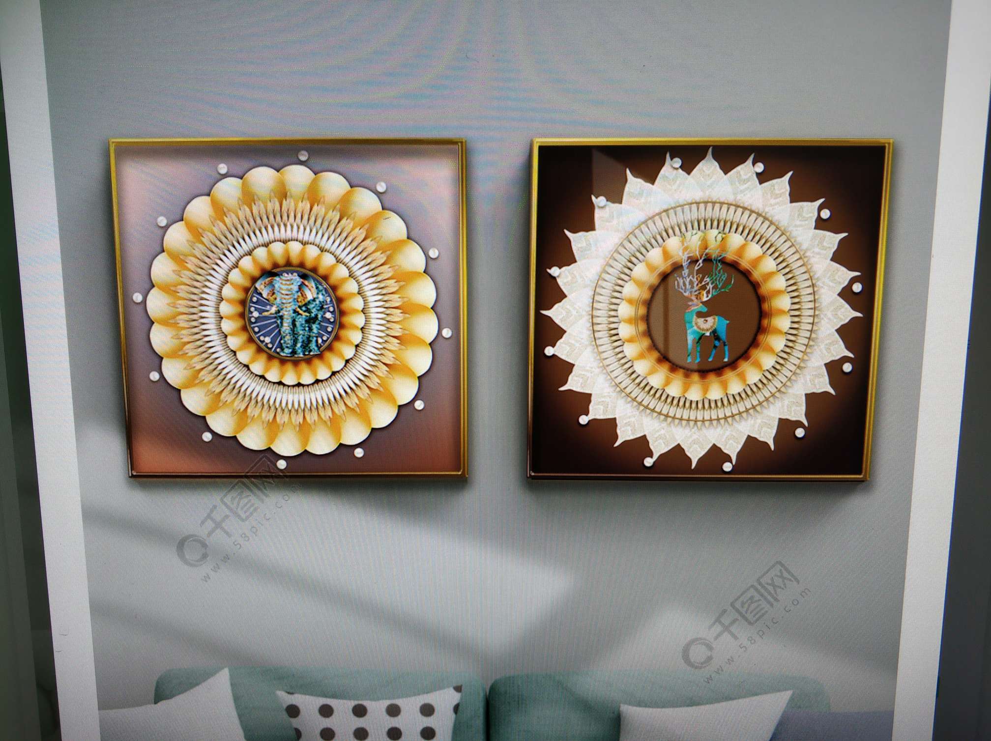 Best-selling Nordic-style wealth attraction living room sofa background decorative painting hanging picture round crystal porcelain painting circle undefined