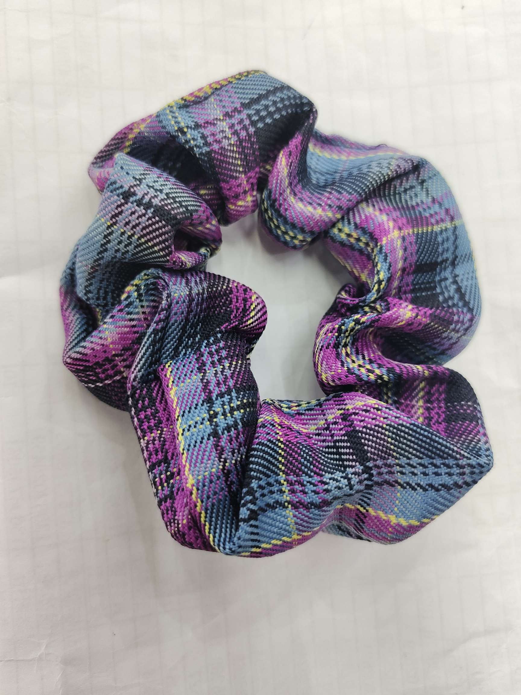 bm checkered large intestine hair band, ins fresh fabric Brandy, retro ponytail, JK popular hair tie headwear, Japanese and Korean Specification image