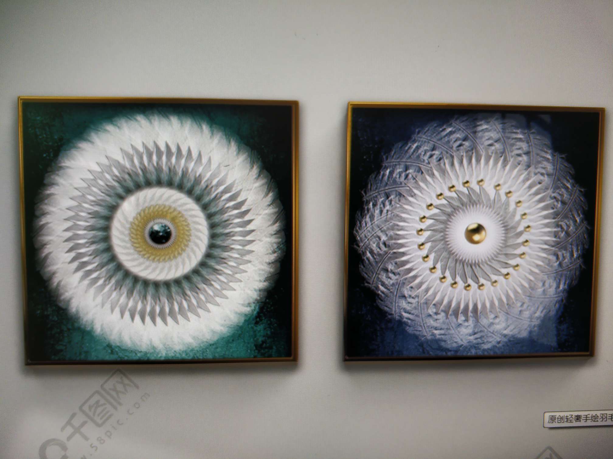 Best-selling Nordic-style wealth attraction living room sofa background decorative painting hanging picture round crystal porcelain painting circle details Picture