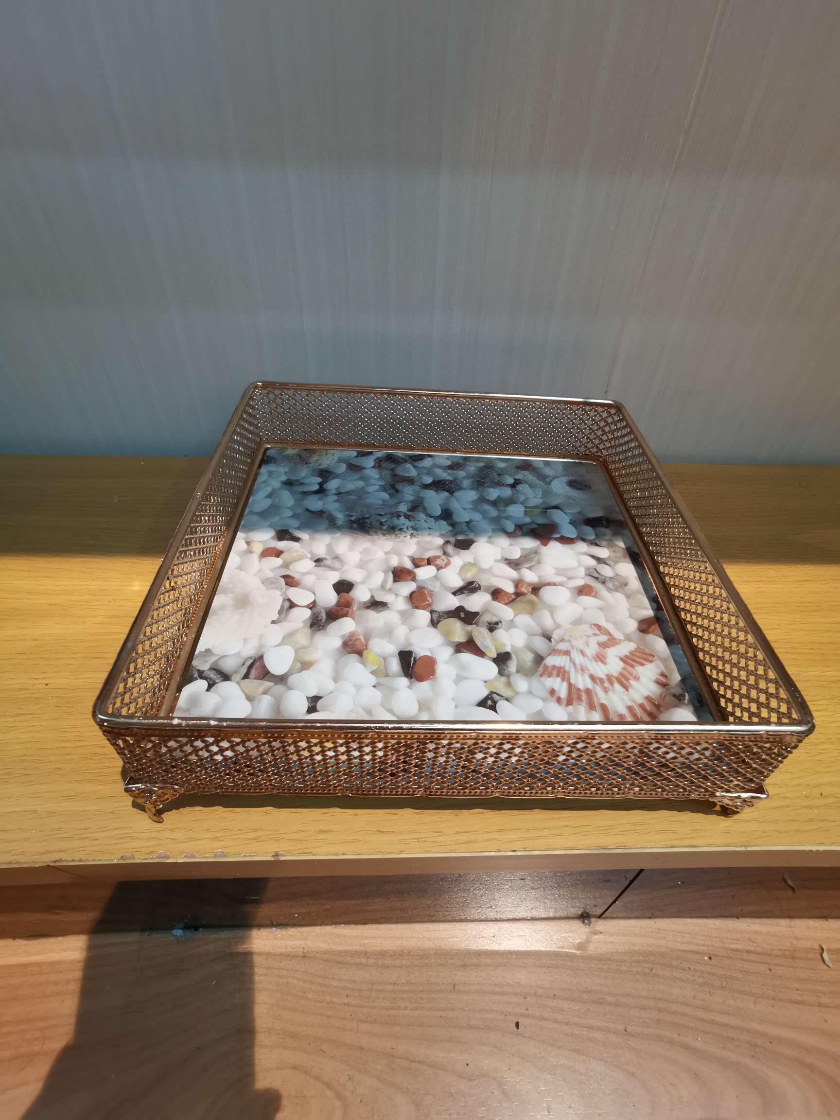 复古镀金欧式风格网格小号方形网格托盘厂家直销图