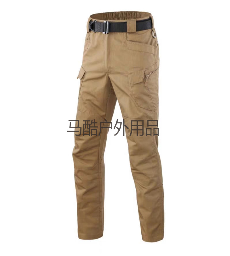 X7迷彩工装裤 纯色格子布多袋裤 透气耐磨防撕裂战术长裤详情图3