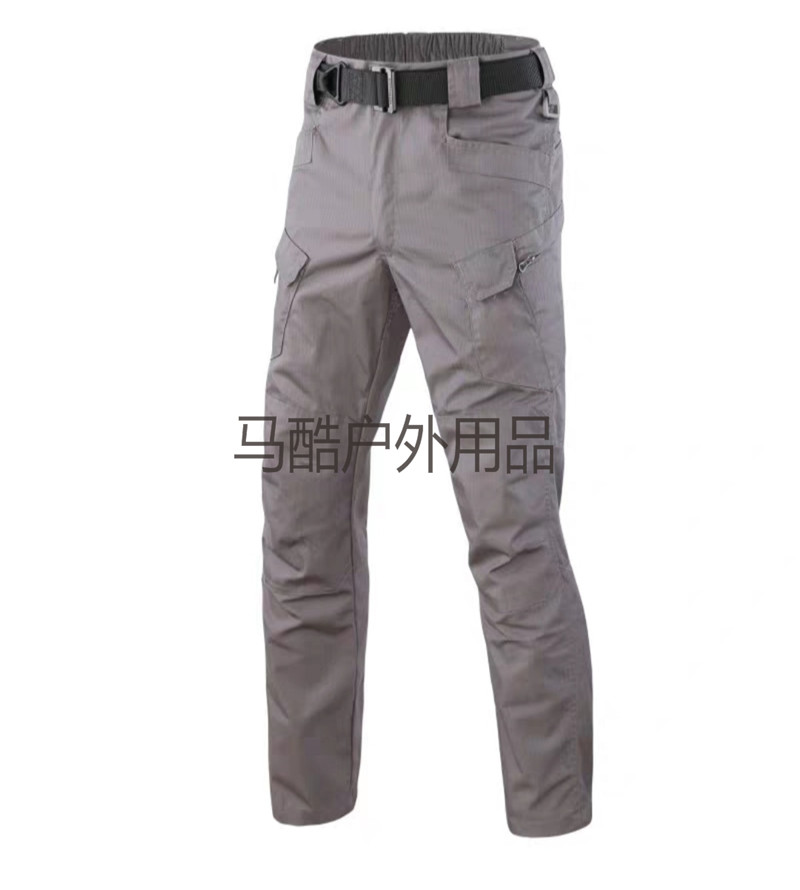 X7迷彩工装裤 纯色格子布多袋裤 透气耐磨防撕裂战术长裤详情图2