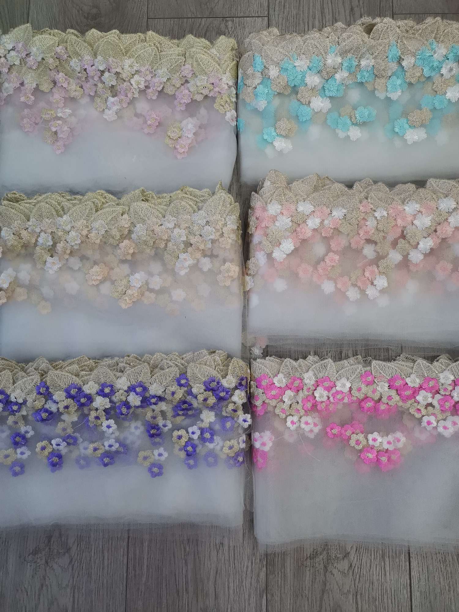 金叶子网布多色刺绣花边